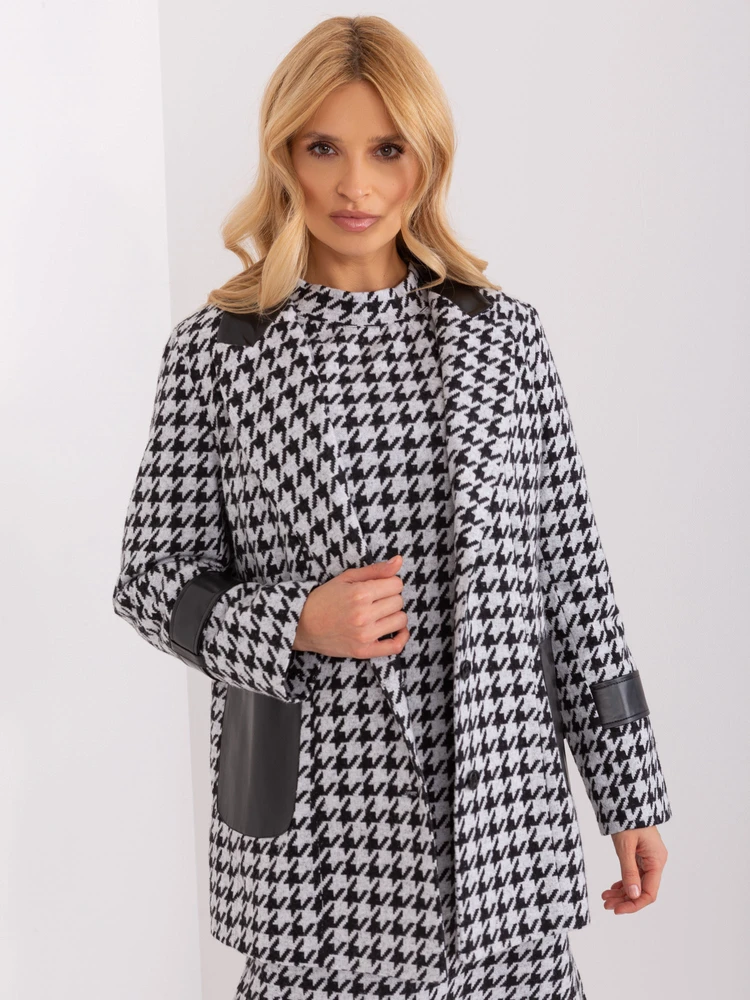 Švarkas moterims -LK-MA-509511.99-balta-juoda