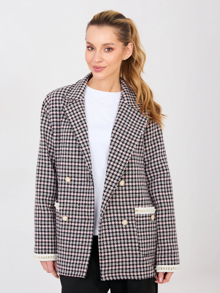 Švarkas moterims -LK-MA-510149.93-juoda-rožinė
