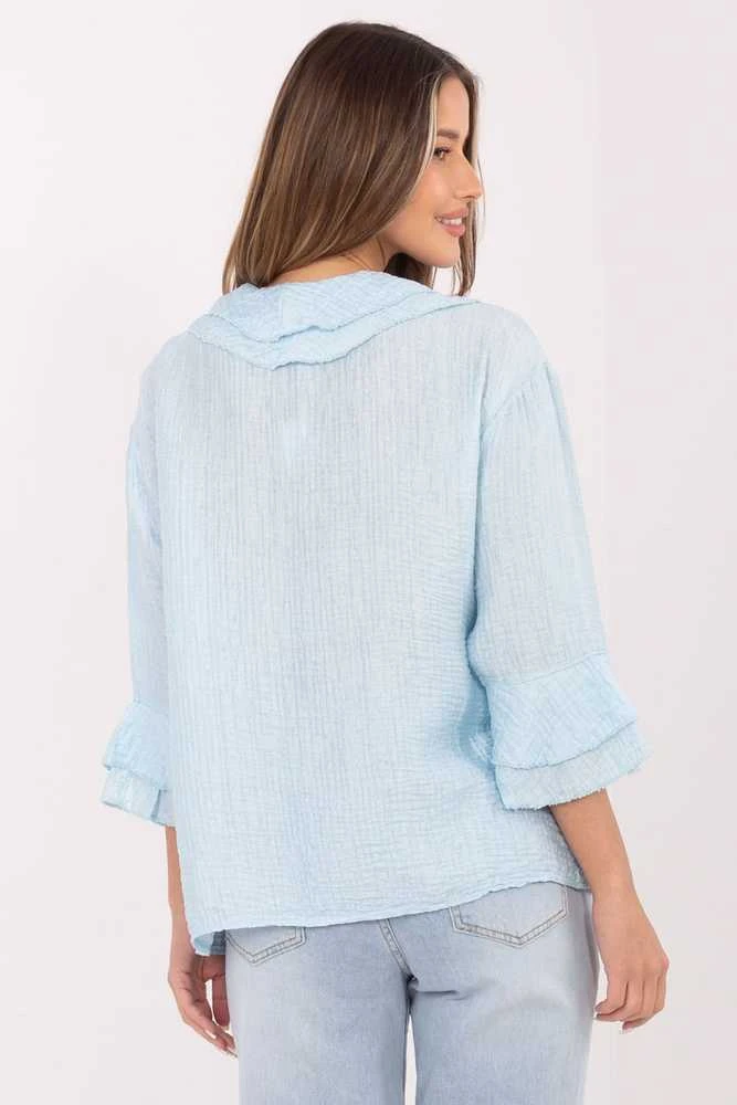 Šviesiai mėlyna oversize palaidinė