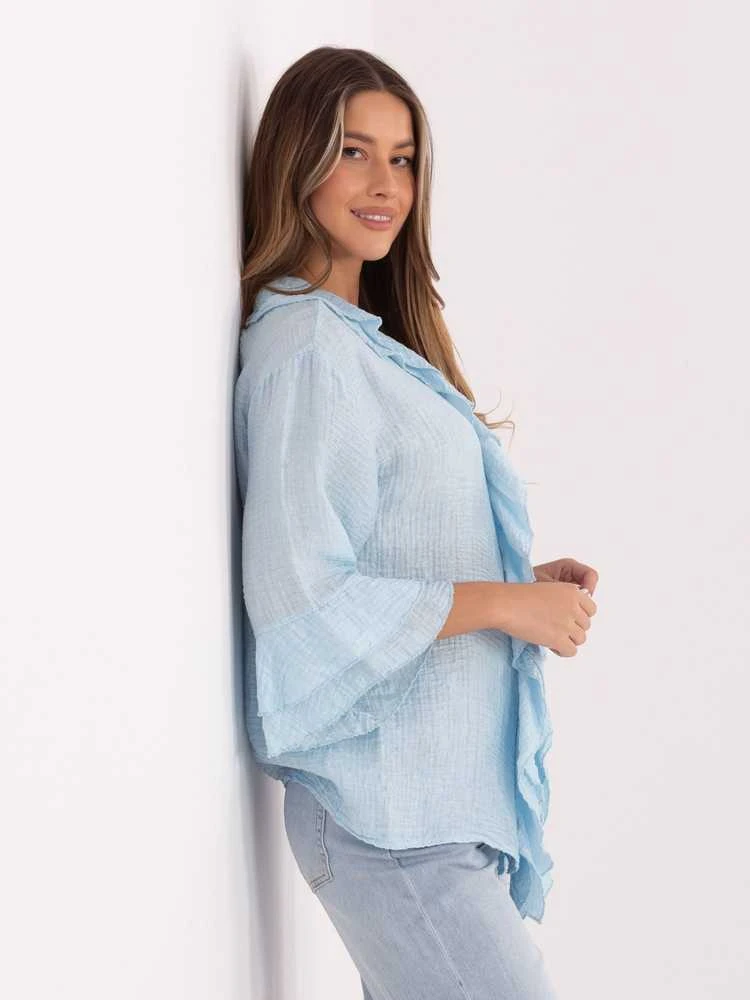 Šviesiai mėlyna oversize palaidinė