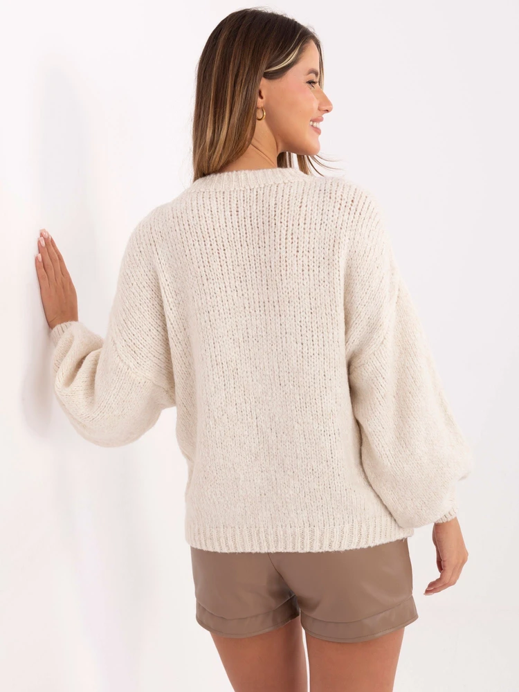 Sweter-MI-SW-1909.21-jasny smėlio spalva