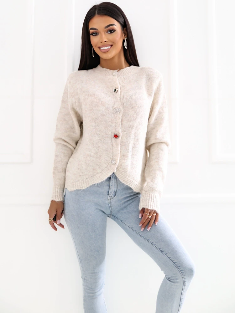 Sweter-IR-SW-RR986.22-jasny smėlio spalva