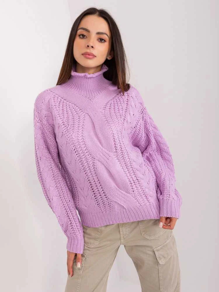 Šviesiai violetinis megztinis