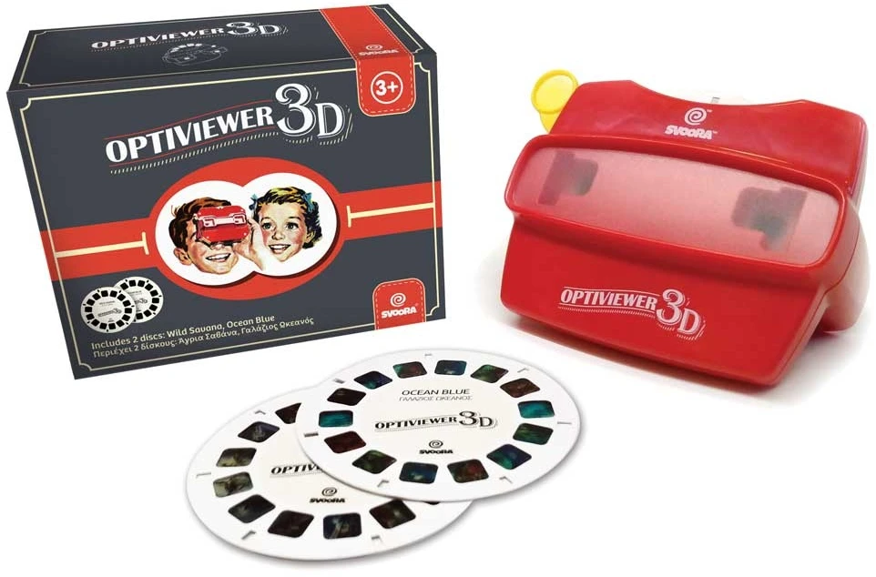 Retro 3D akiniai Optiviewer, su 2 diskais