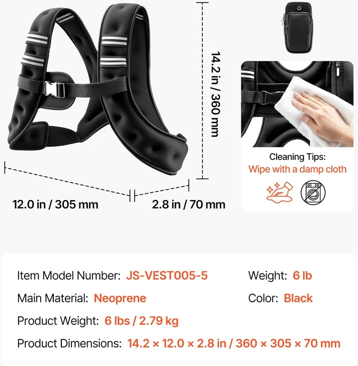VEVOR Svorinė liemenė 2,8kg treniruotėms