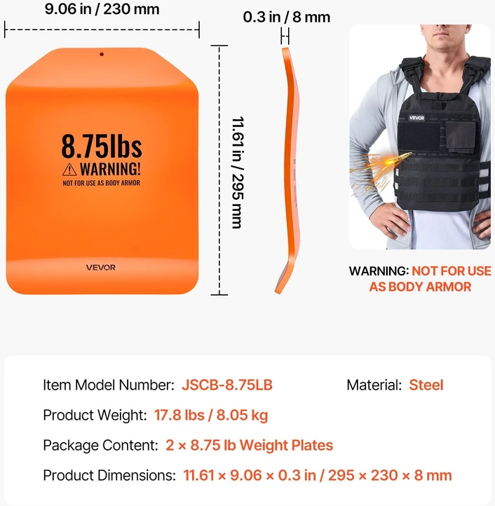 Svorio liemenės plokštės VEVOR JSCB-8.75LB, 8kg komplektas