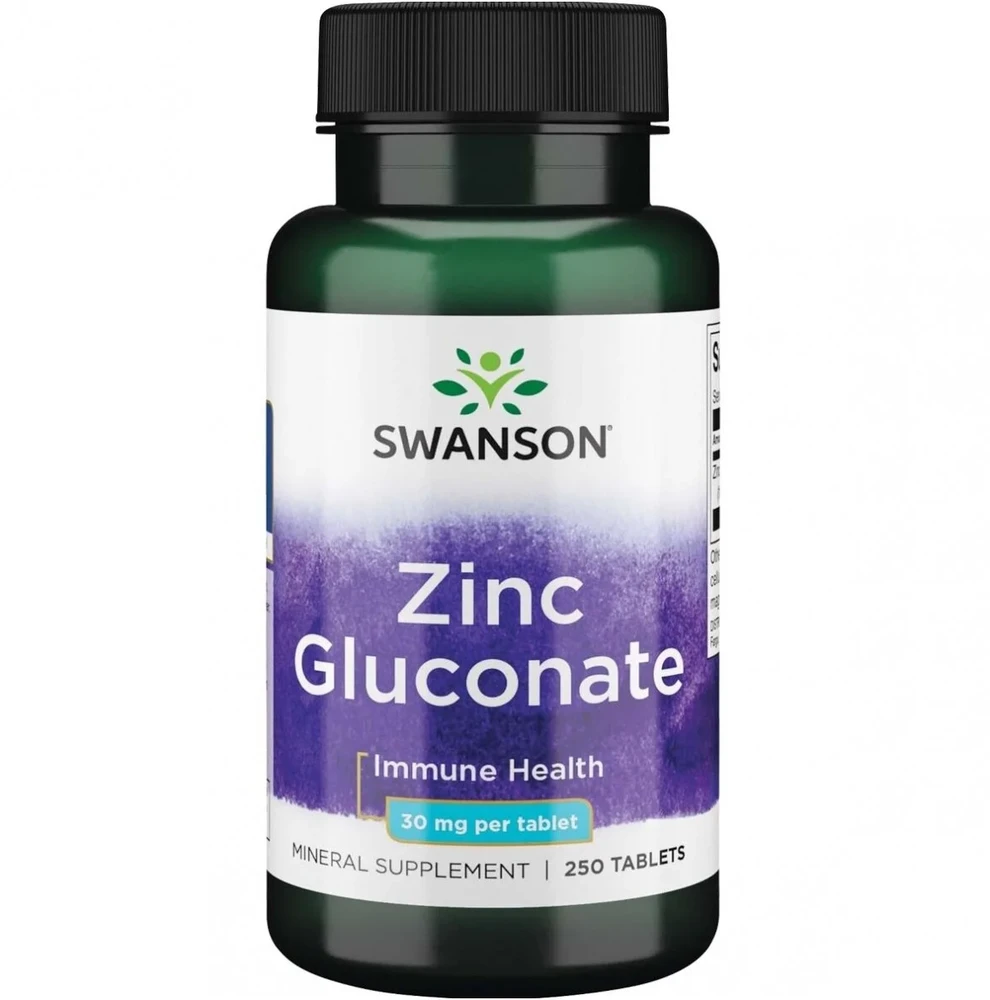Cinko gliukonatas, Swanson, 30mg, 250 kapsulių