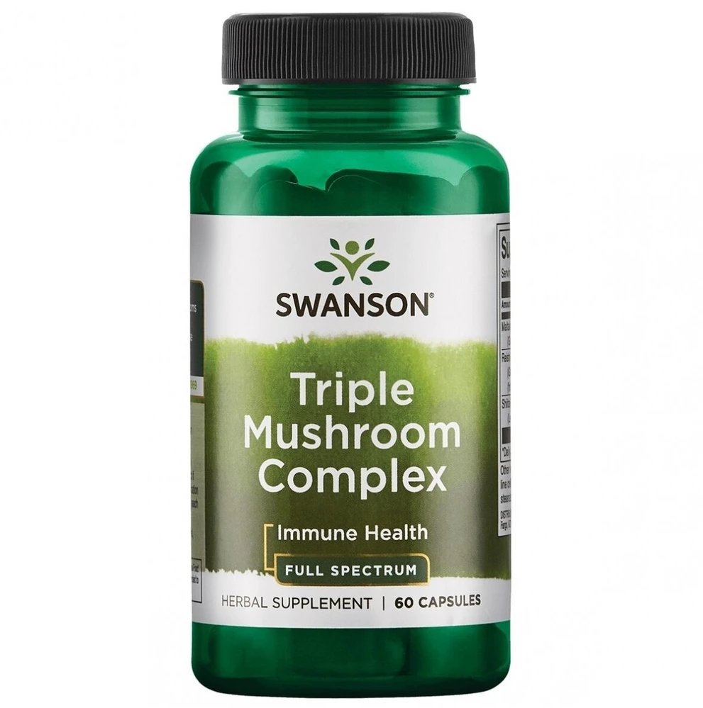 Trijų grybų kompleksas Triple Mushroom, Swanson, 600mg, 60 kapsulių