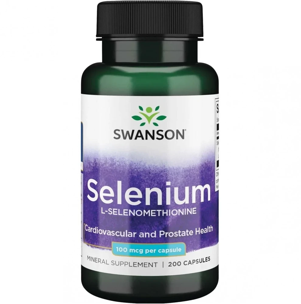 Selenas Selenium L-Selenomethionine, Swanson, 100mcg, 200 kapsulių