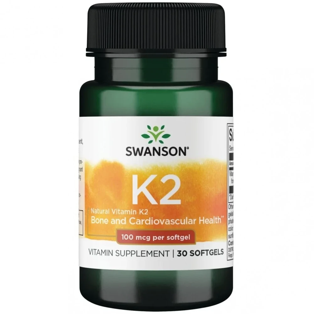 Swanson VITAMINAS K2 100 MCG (NATŪRALUS) – 30 kapsulių