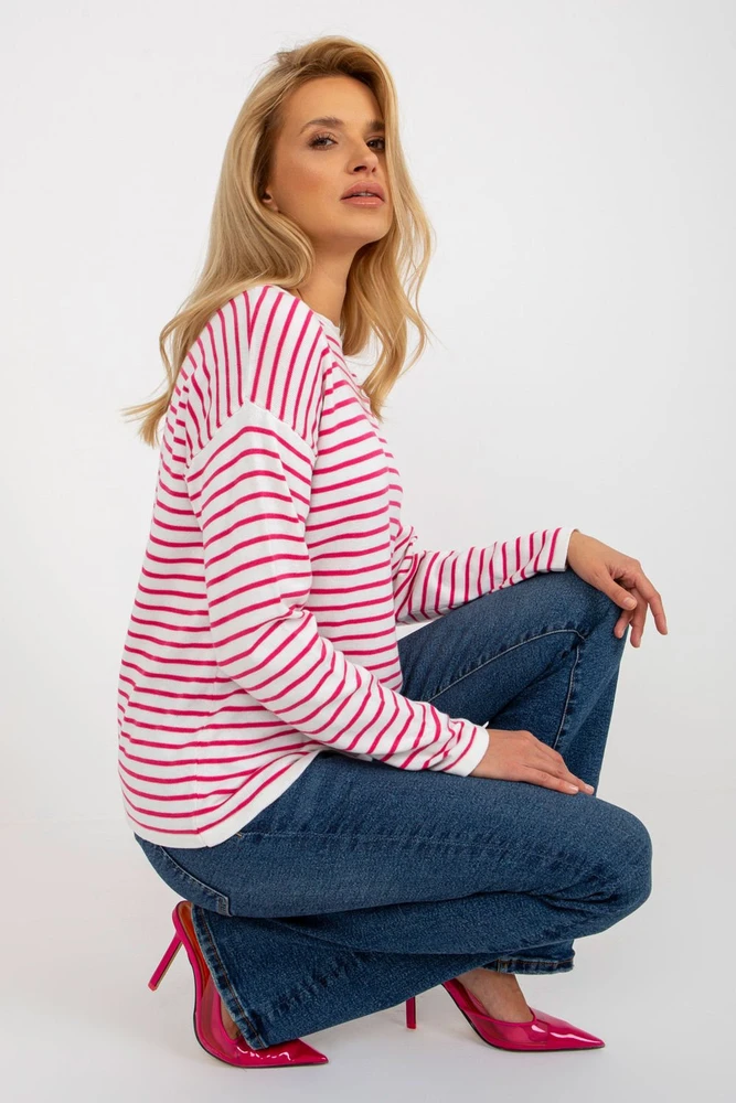 Sweter Damski LC 6006.22 Balta/rožinė - Rue Paris