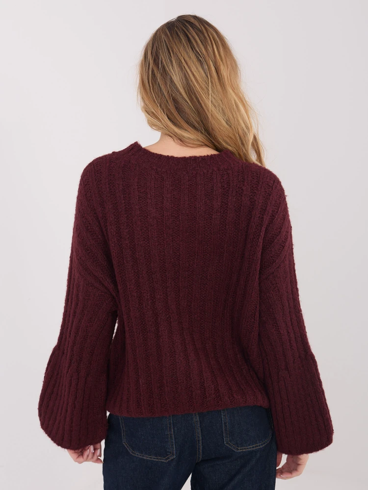 Megztinis moterims oversize bordo spalvos