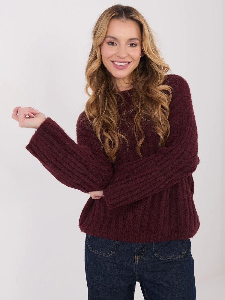 Megztinis moterims oversize bordo spalvos