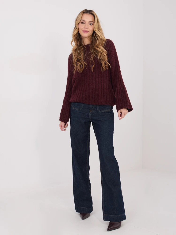 Megztinis moterims oversize bordo spalvos