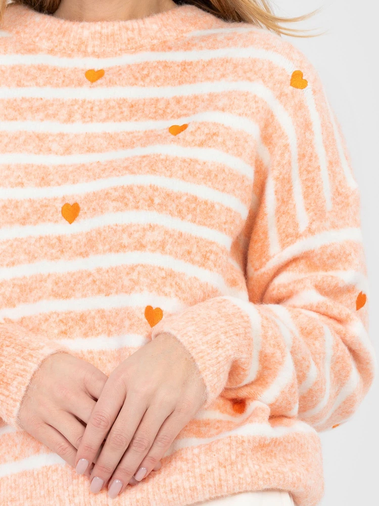 Moteriškas oversize megztinis oranžinės spalvos
