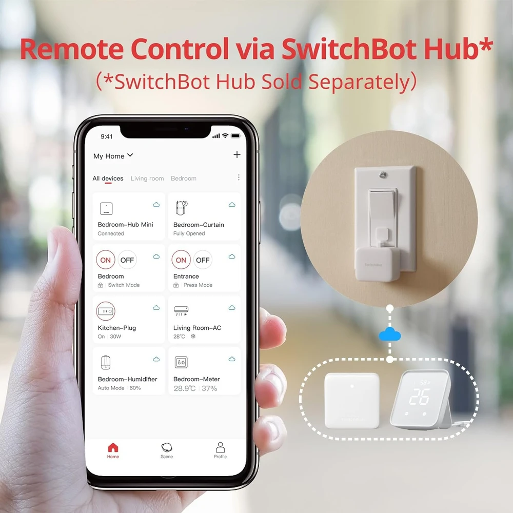 Belaidis nuotolinis jungiklis SwitchBot-S1 - baltas