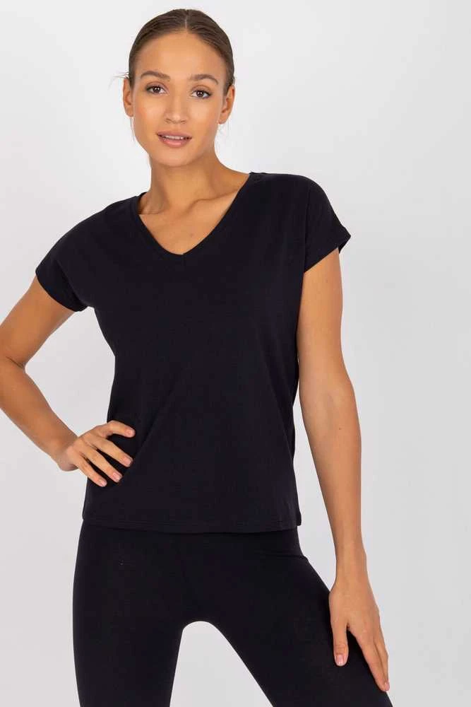 Moteriški tamsiai mėlyni marškinėliai iš medvilnės