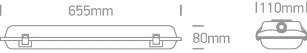 T8 šviestuvas, pilkas, 60cm, 38218E
