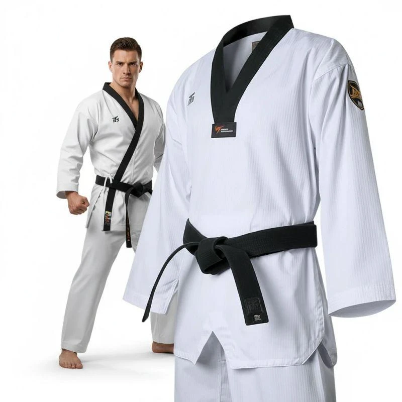 Taekwondo apranga (dobok) MTX 2 juoda – patvirtinta Pasaulio taekwondo federacijos (WT) | MOOTO