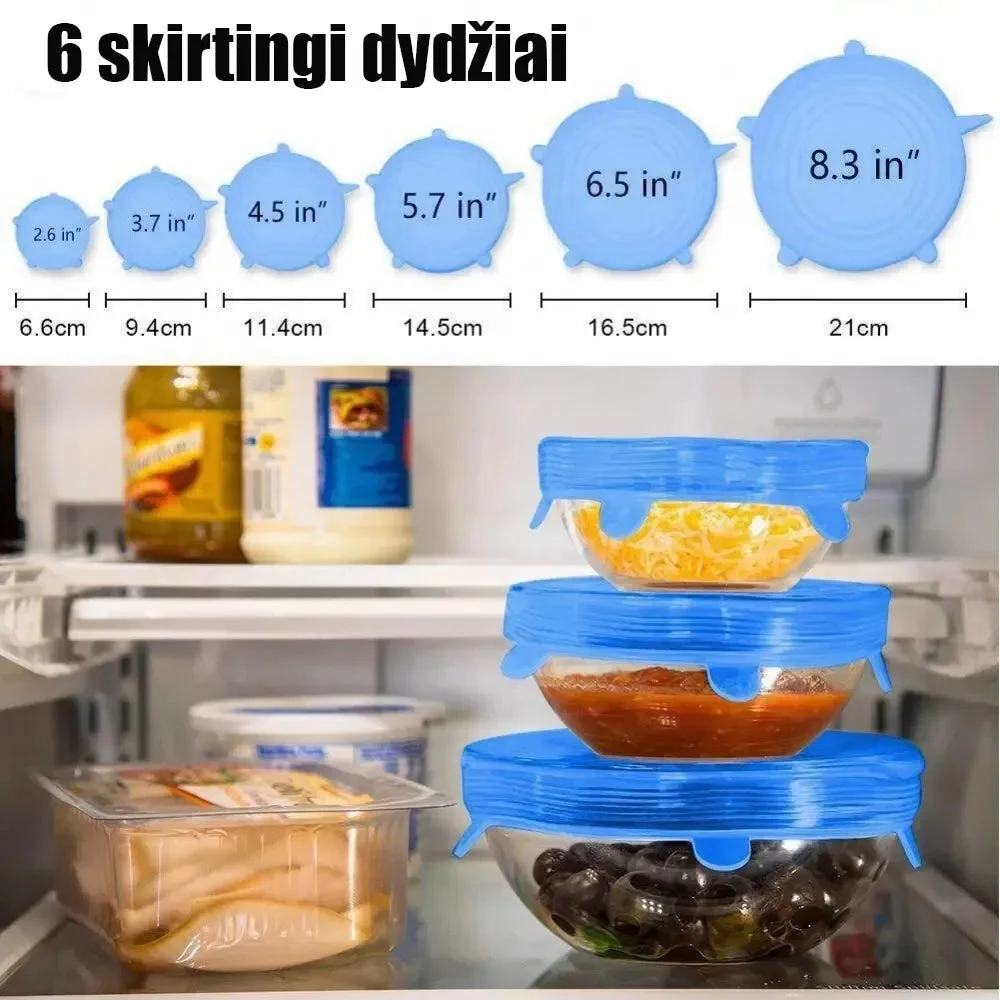 TAMPRIŲ SILIKONINIŲ DANGTELIŲ RINKINYS (6 VNT.)