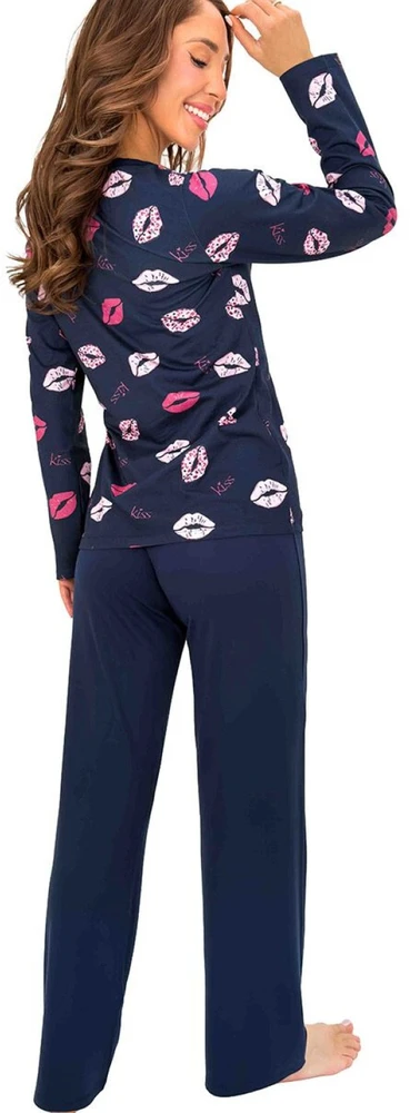 Tamsiai mėlyna medvilninė pižama Donna Kiss Long