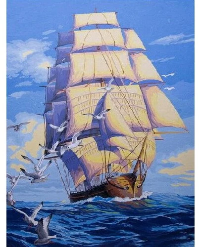 Tapyba pagal skaičius 49,8 x 39,6 cm Laivas
