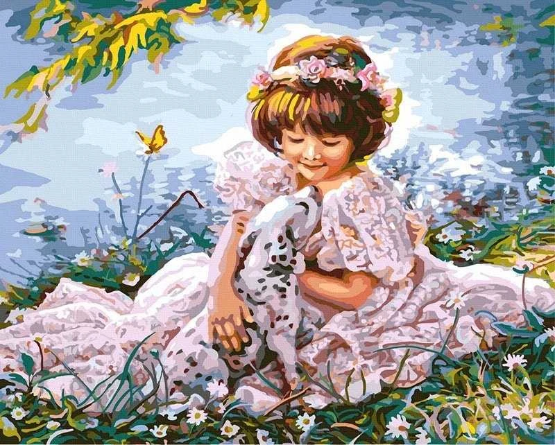 TPS Tapyba pagal skaičius Mergina su dalmatinu 40x50 cm