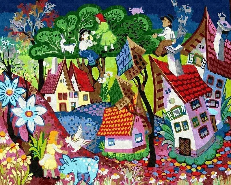 Tapyba pagal skaičius Pasakų miestas 40x50 cm