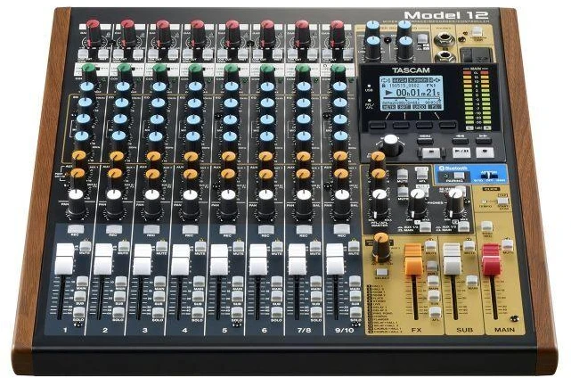 Garso Pultas - Tascam Model 12 12 Kanalų, USB Type-C, Juodas, Medinis