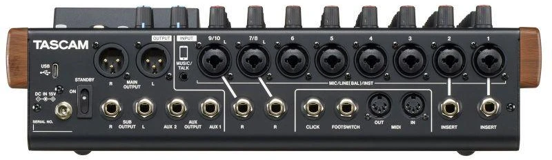 Garso Pultas - Tascam Model 12 12 Kanalų, USB Type-C, Juodas, Medinis
