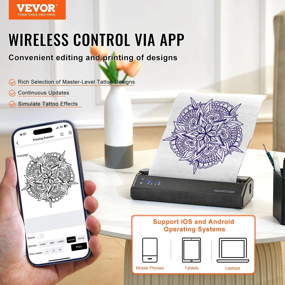 VEVOR Bluetooth tatuiruočių pernešimo spausdintuvas