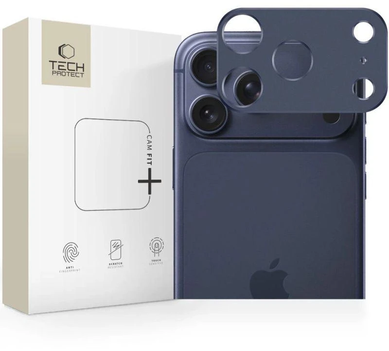 „Tech-Protect Camalloy Fit+“ kameros dėklas, skirtas „iPhone 17 Pro“ – tamsiai mėlynas Mėlyna