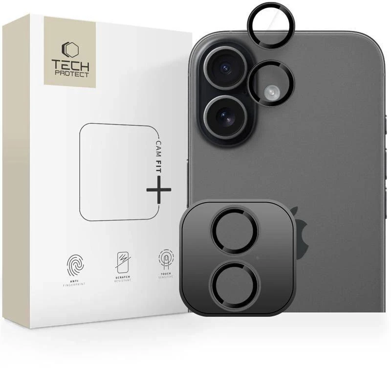 „Tech-Protect Camring Fit+“ kameros dėklas, skirtas „iPhone 17“ – Juodas
