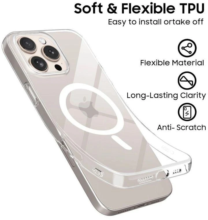 Tech-Protect FlexAir MagSafe dėklas iPhone 16e / 17e - Skaidrus