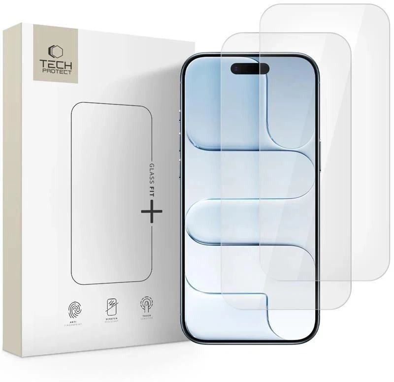 „Tech-Protect Glass Fit+“ 2 grūdinto stiklo pakuotė, skirta „iPhone 17 Air“ – skaidri