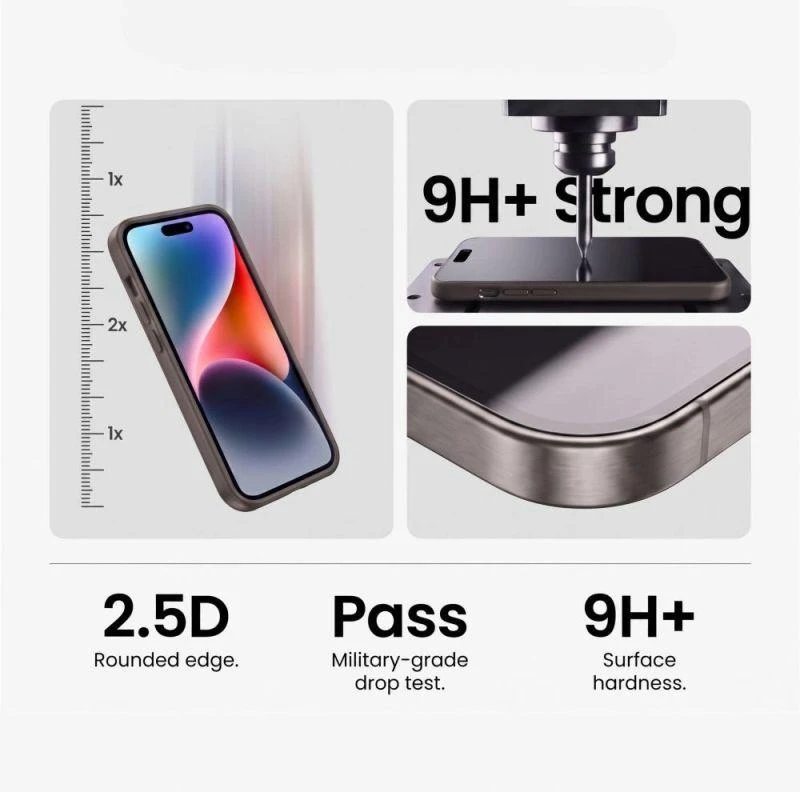 „Tech-Protect Glass Fit+“ 2 grūdinto stiklo pakuotė, skirta „iPhone 16 Pro / 17 / 17 Pro“ – skaidri