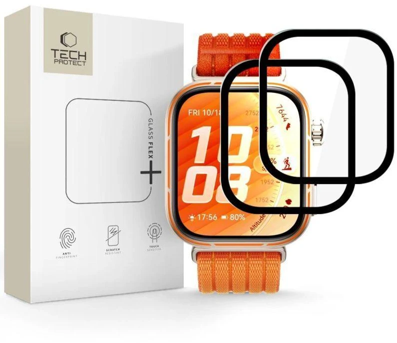 Hibridinis stiklas Tech-Protect Glass FLEX+ 2-PACK HUAWEI WATCH FIT 5 PRO Juodas