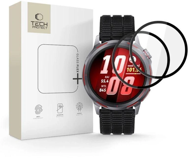 „Tech-Protect Glass Flex+ 2“ hibridinis stiklas, skirtas „Huawei Watch GT Runner 2“ - Juodas