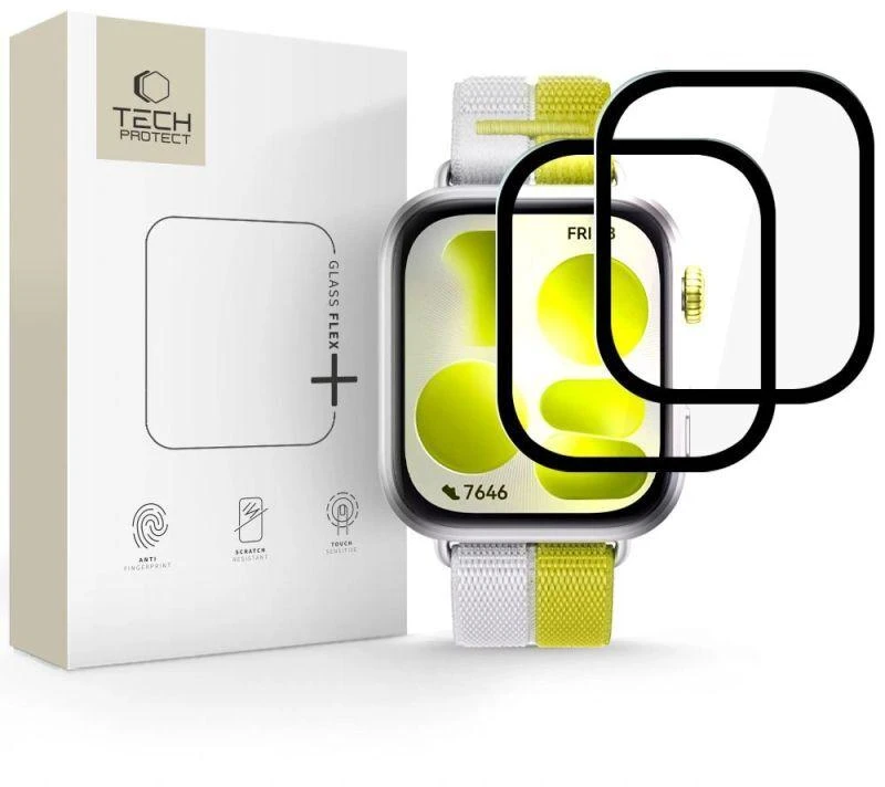 Hibridinis stiklas Tech-Protect Glass FLEX+ 2-PACK HUAWEI WATCH FIT 5 Juodas