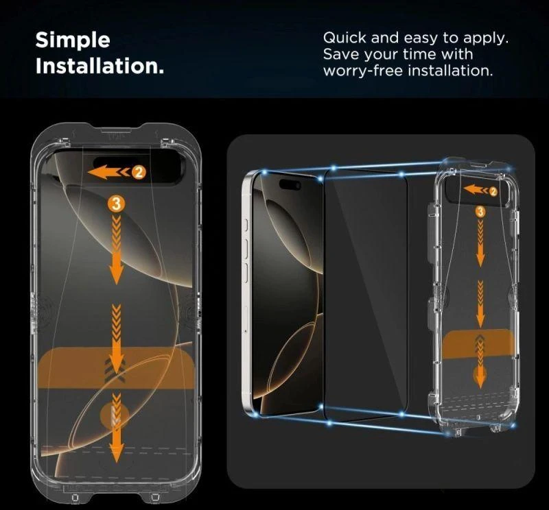 „Tech-Protect Quick Set Spy+“ privatumo stiklų, skirtų „iPhone 16 Pro“, 2 vnt. pakuotėje