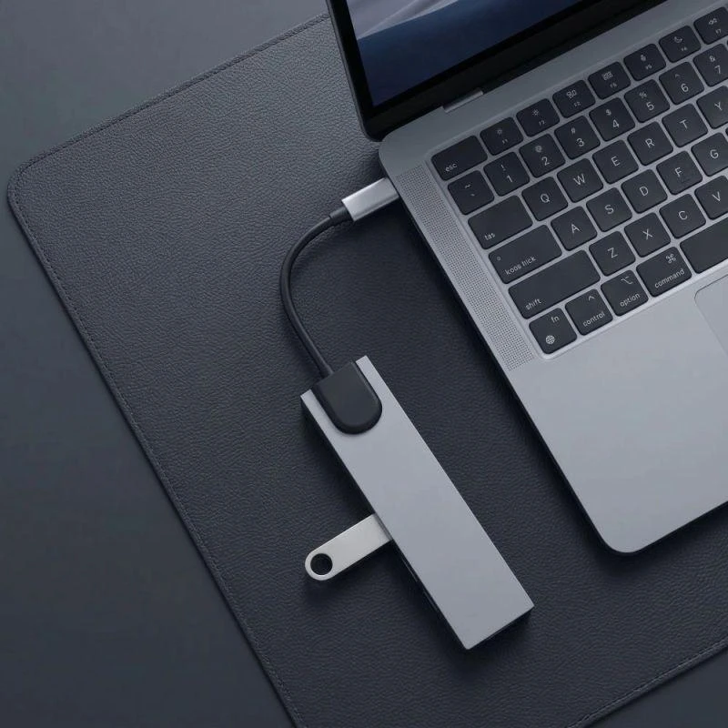 „Tech-Protect HB09“ USB šakotuvas 8in1 TYPE-C + USB-A 3.0 + USB-C 3.0 + HDMI 4K 60Hz + SD/TF + PD100W + RJ45 1000 MB/s - pilka