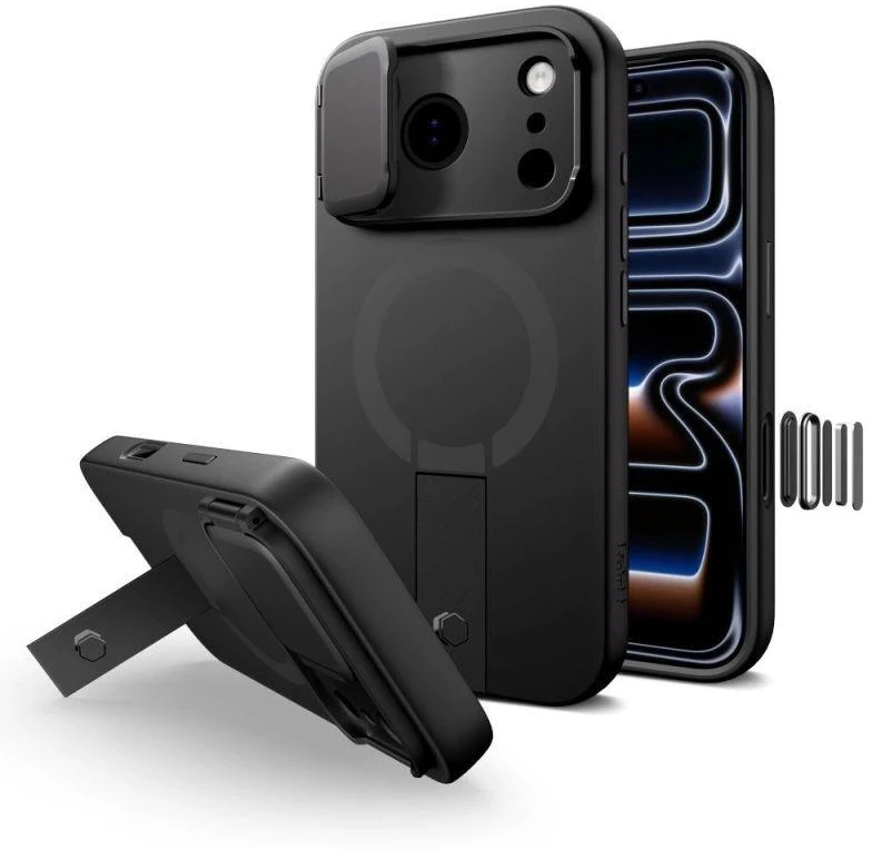 Tech-Protect Kevlar Aura MagSafe dėklas skirtas Apple iPhone 17 Pro Max – juodos spalvos