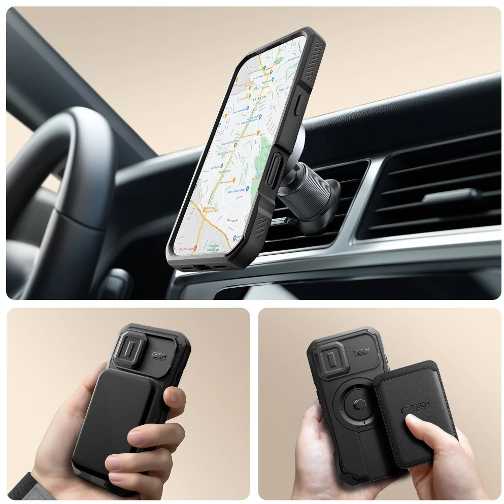 „Tech-Protect Kevlar MagSafe“ dėklas, skirtas „iPhone 17“ - juodas