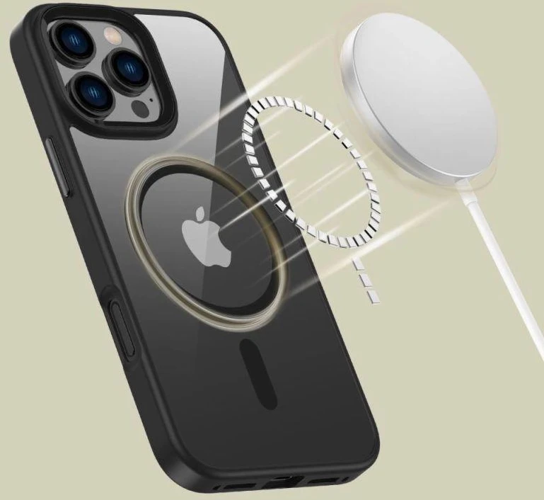 Apple iPhone 16 Pro Max Tech-Protect Magmat MagSafe Clear dėklas telefonui juodos spalvos