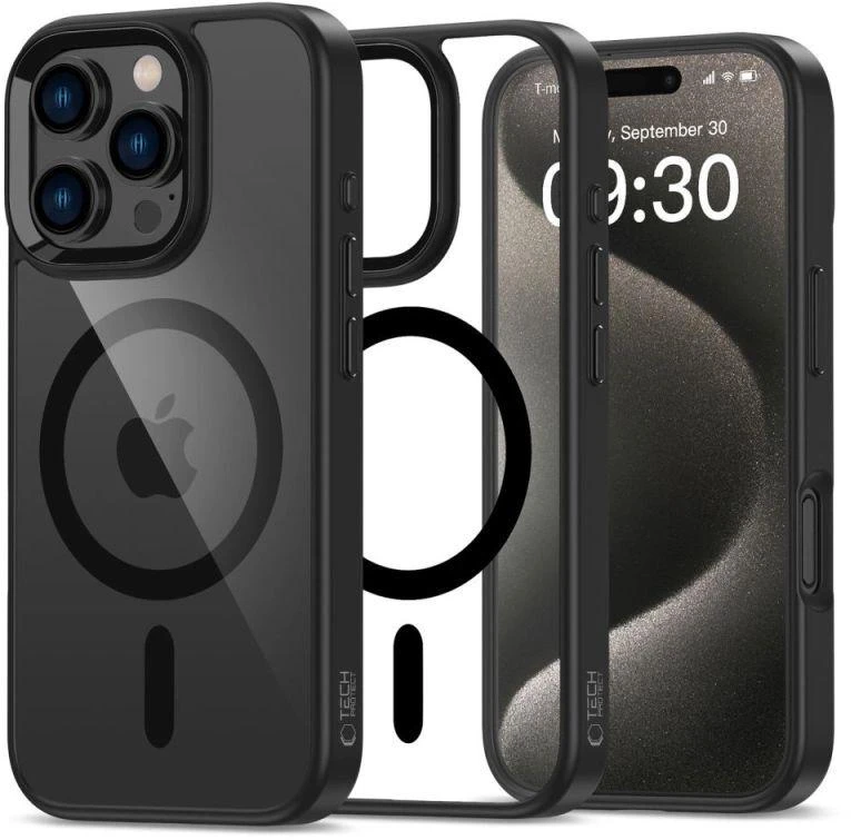 Apple iPhone 16 Pro Max Tech-Protect Magmat MagSafe Clear dėklas telefonui juodos spalvos