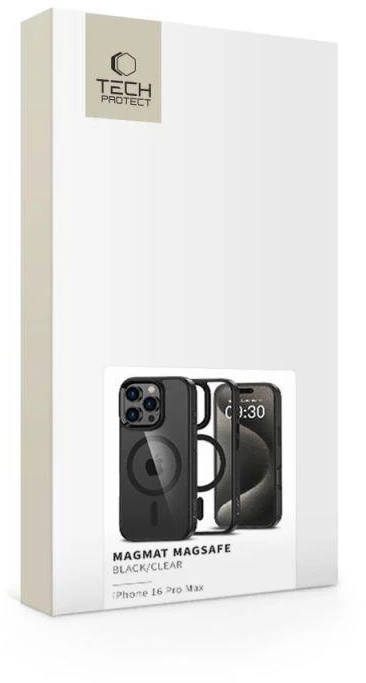 Apple iPhone 16 Pro Max Tech-Protect Magmat MagSafe Clear dėklas telefonui juodos spalvos