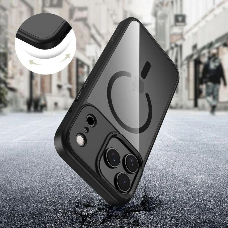 Tech-Protect MagMat MagSafe dėklas skirtas Apple iPhone 17 Pro Max – skaidrus juodos spalvos