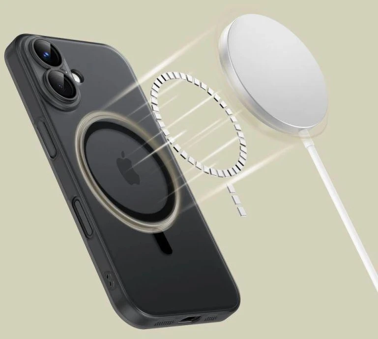 Apple iPhone 16 Tech-Protect Magslim MagSafe Matte dėklas telefonui juodos spalvos