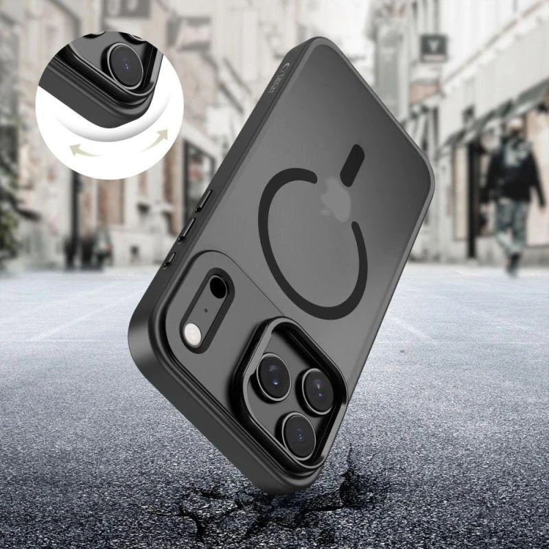 Tech-Protect MagStand MagSafe dėklas skirtas Apple iPhone 17 Pro Max – matinis juodos spalvos