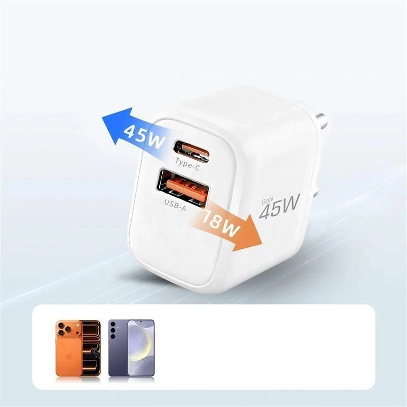 Tech-Protect NCA45W-GAN 2-Port laidinis įkroviklis PD 45W / QC3.0 baltos spalvos
